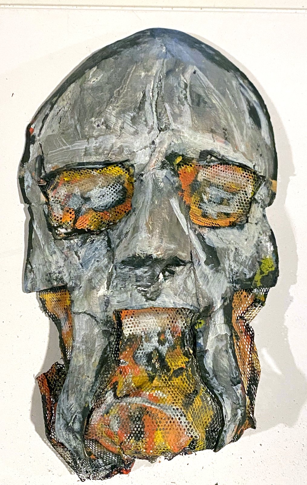 Face — plaster and mesh sculpture